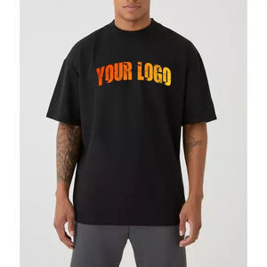 Venta al por mayor de los hombres personalizados liso bordado camiseta de la pantalla de impresión de los hombres de Hip Hop Streetwear en blanco de gran tamaño camiseta - Product Image 4