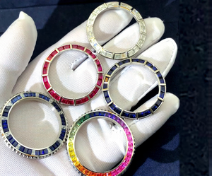 Bisel de Reloj con Diamantes Moissanite, Verde Claro, Estilo Iced, de Acero Inoxidable de Lujo, Bisel de Repuesto Personalizado para Personalización de Relojes - Product Image 2