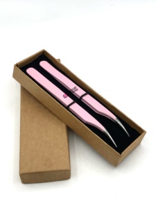 Pince à épiler professionnelle en acier inoxydable avec pointe dentelée antistatique, isolation optimale, 10 mm, revêtement poudré rose, logo personnalisé - Product Image 5