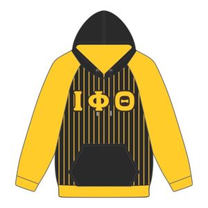 Iota Phi Theta corps noir or Raglan fines rayures pull à capuche grec fraternité vêtements personnalisé Divine Nine HBCU vêtements - Product Image 2