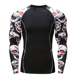 Camisetas impresas digitales Fitness Running Cuello redondo Rash Guard Transpirable Tallas grandes Camisas de compresión Diseño OEM Rash Guard - Product Image 1