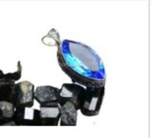 Elegante collar de plata 925 de estilo antiguo para mujer con colgantes y dijes finos de piedras preciosas de cuarzo azul, producto de joyería a granel - Product Image 1