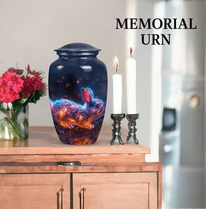 Conejo espíritu recipiente azul conejito recuerdo urna personalizada para cenizas cremación cenizas decorativas modernas urnas funerarias - Product Image 3