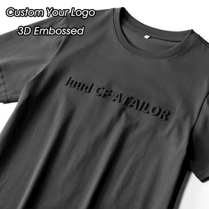 Logotipo personalizado corte perfecto estilo único verano hombres en relieve camisetas OEM de gran tamaño hombro caído camiseta con logotipo personalizado - Product Image 2