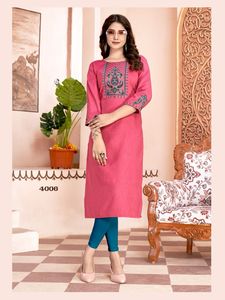 Fancy Heavy Weaving Rayon Multi Color Casual Quick Dry Women's <b>Kurti</b> with Embroidery Work and Hand Work - Product Image 6