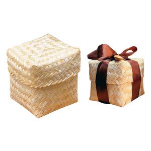 CESTAS DE BAMBÚ tejidas naturales Estilo rústico para embalaje de regalo y decoración de temporada Decoración de mesa de regalo de boda - Product Image 1