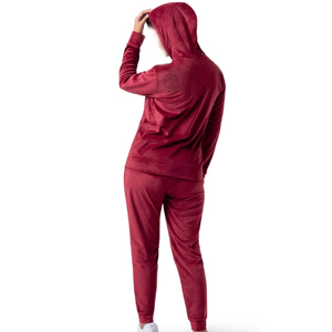 Ensembles de survêtements en velours unisexe pulls respirants décontractés de couleur unie et pantalons de survêtement zippés jogging avec logo personnalisable pour femmes - Product Image 2
