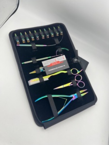 AL-FARDAN INSTRUMENTS AF-HETK-050 Hair Extension Tools Kit Salon Use Reusable with Flat Plier Looping <b>Hook</b> Scissors Metal <b>Clips</b> - Product Image 1