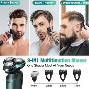 Rasoir électrique pour homme avec lames rechargeables, rasoir rotatif sans fil pour usage humide et sec, étanche IPX7, pour le visage et le corps, avec têtes de rechange - Product Image 5