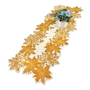 ผ้าคาดโต๊ะประดับลูกปัดสีทึบผ้าคอตตอนปักลายดอกไม้สุดหรูสำหรับงานแต่งงานงานเลี้ยงวันเกิดดีไซน์ล่าสุด - Product Image 2