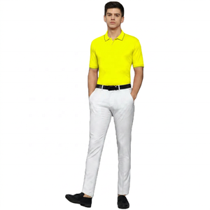 Chemise Homme Manches Courtes Corail 100% Coton Tricoté Couleur Unie Décontractée Respirante Anti-Plis Brodé Coupe Classique Blanc - Product Image 3