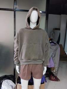 Pullover Boxy Thick Fleece 100% Cotton Zipper Hoodie No String Regular Fit Distressed Stone Washed Blank Hoodies Hombres - Product Image 5