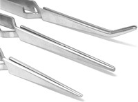 Pince à épiler Cross-Lock durable conçue avec des pointes émoussées incurvées avec de petites dents
