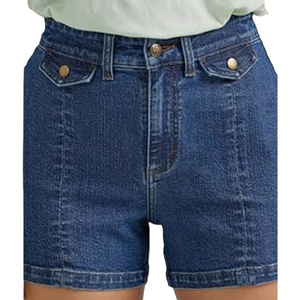 กางเกงขาสั้นผ้ายีนส์เอวสูงสำหรับผู้หญิงกางเกงขาสั้นผ้ายีนส์สำหรับผู้หญิงซักด้วยหิน - Product Image 4