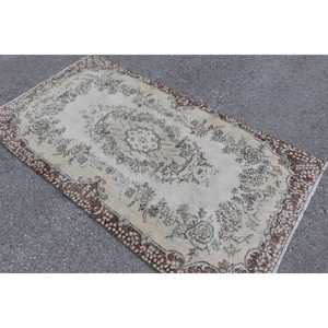 พรมวินเทจลายตุรกี ขนาด 3.6x6.6 ฟุต พรมขนสัตว์สีน้ำตาล - Product Image 1