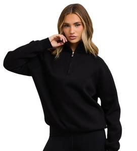 Ventes exceptionnelles - Sweat-shirts à col rond en molleton 100% coton pour femmes, fermeture éclair 1/4, coupe ajustée, personnalisez votre vêtement d'hiver - Product Image 1