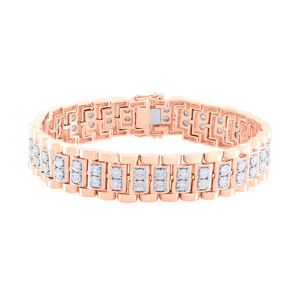 14K Rose <b>Gold</b> Fashion Full Diamond Cuban Bracelet Chain Hip Hop Style Pink Bracelets & <b>Bangles</b> - Product Image 1