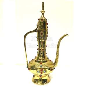 Aftaba en laiton de haute qualité avec gravure multicolore et finition polie pour l'eau potable, ustensiles de cuisine en laiton vintage - Product Image 5