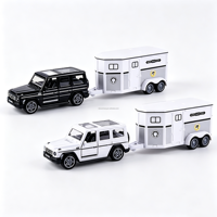 Modèle de jouet de remorque de voyage en alliage à 3 portes, véhicule de transport de chevaux, camion de transport de chevaux en métal avec logo personnalisé, souvenir, à rétrofriction