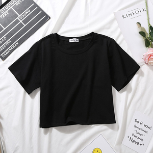 Tops cortos de algodón ajustados de verano informales para mujer, camiseta sin mangas de punto liso con logotipo gráfico personalizado al por mayor, camiseta elástica con apliques - Product Image 4