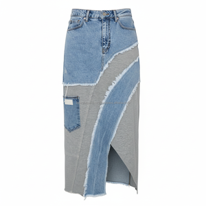 กางเกงยีนส์เอวสูงทรงเอวสูงแบบไม่สมมาตร สไตล์วินเทจสีน้ำเงิน  รุ่นใหม่ล่าสุด  สำหรับผู้หญิง  สไตล์สตรีทแวร์ลำลอง  แบบรัดรูป  รักษ์โลก  ความยาวปานกลาง - Product Image 2