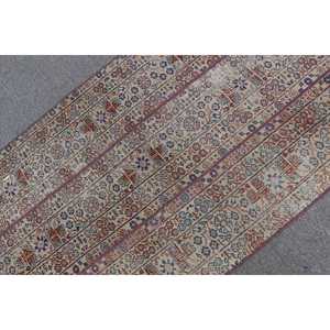 Alfombra Turca Vintage de 2.6x4.5 pies, Alfombra de Lana Azul con Diseño Floral - Product Image 4