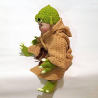 Set di Cinque Pezzi Lavorato a Mano per Fotografia di Bambini, Costume da Maestro Yoda per il Centenario del Bambino, Accessori per Fotografia