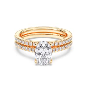 1.50Ct Anillo de Compromiso de Diamante Moissanite de Corte Redondo con Banda a Juego en Plata de Ley 925, 1.50Ct (Centro 1.00Ct Oval) - Product Image 4