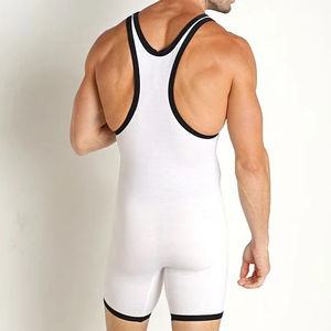 Long Sleeve <b>Men's</b> Adult Wrestling Singlet Bodysuit <b>Jumpsuit</b> Stretchy Polyester/Cotton Quick Dry Breathable Oil Shiny Transparent - Product Image 2