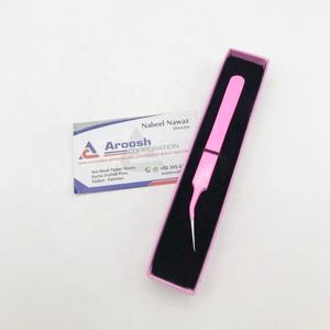 Pince à épiler en acier inoxydable à revêtement en poudre rose vente en gros Extension de cils avec logo personnalisé en fibre pointue pour cils - Product Image 5