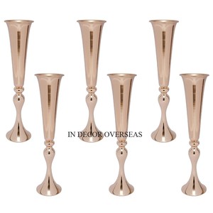 Jarrón de trompeta de decoración de boda de Metal de calidad Superior con acabado antiguo de latón de aspecto llamativo de diseñador único más exigente - Product Image 5