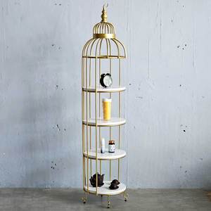 Étagère de présentation en forme de cage à oiseaux à 4 niveaux avec cadre en bronze pour salon KTB68083 - Product Image 6
