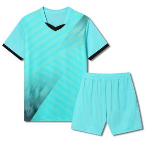 Uniformes de football bleu vert personnalisés par sublimation de vêtements de sport de personnalisation de style vierge - Product Image 1