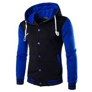Sudadera con capucha informal para hombre invierno 100% algodón térmico Tech polar azul real negro dos tonos - Product Image 1