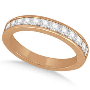 Anillo de Compromiso y Conjunto Nupcial de Diamantes Princess de 1.10ct en Oro Rosa de 18K - Product Image 6