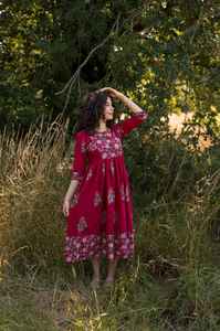 Handcrafted Amélia Bohemian Dress Ethical Cotton Block Print Holiday Dress - Product Image 5