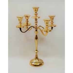 เชิงเทียนพื้นชุบทองโต๊ะอลูมิเนียมเชิงเทียน5แขนสำหรับตกแต่งบ้านและงานแต่งงานดีไซน์ใหม่ล่าสุด - Product Image 1