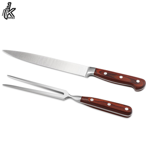 Manche en bois couteau et fourchette ensemble 2pcs ensemble BBQ couteau à découper ensemble - Product Image 5