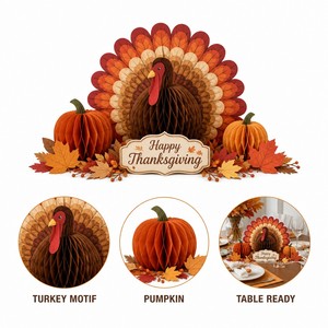 Thanksgiving Party Decorations Turkey Pumpkin Hanging Swirls Table Decor Set <b>Paper</b> Fall Harvest Party Supplies Wholesale - Product Image 6