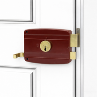 Serrure de porte extérieure en laiton antique avec poignée, verrou de nuit, pêne dormant, quincaillerie de porte, double cylindre avec poignées et 3 clés