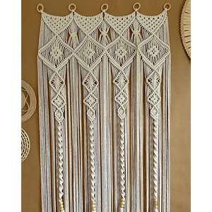 Bohemian Macrame <b>Wall</b> Curtain Rattan Art Decor for Living Room <b>Framed</b> Tassel Pattern Home Hanging Curtain and <b>Wall</b> Decoration - Product Image 1