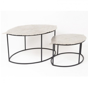 Mesa de centro con forma de hoja de New Look, mesa central de baja altura superior Ovalada para muebles de sala de estar y dormitorio - Product Image 1