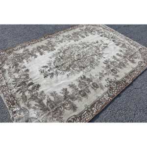 Classique Marron Beige 5.6 X 8.1ft Tapis En Laine Conception Patchwork Turc pour Entrée Salon ou Chambre Support En Latex - Product Image 2