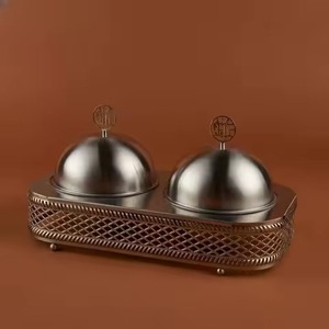 ชุดชามอาหารอาหรับ2ใบแบบมีฝาปิดและขาตั้งหม้อ khajoor สำหรับห้องครัวที่บ้านเสิร์ฟช็อกโกแลตวันที่ - Product Image 5