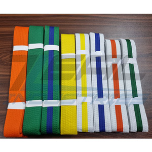 Cinturones de kárate jiu jitsu a rayas de color, etiquetas personalizadas, cinturones de colores para artes marciales, hechos en paquistaní - Product Image 2