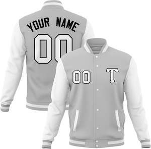 Veste universitaire en laine de qualité supérieure Col et poignets en tricot côtelé, manches contrastées, options logo - Product Image 4