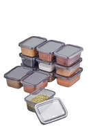 Set van 12 rechthoekige transparante milieuvriendelijke moderne voedselbewaarbakken, koelkastorganizer, stapelbare plastic containers met handgrepen