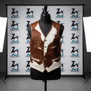 Wholesale Rate Slim Fit Genuine <b>Leather</b> Waistcoat <b>Vest</b> Breathable V-neck Zipper Closure Winter All Season <b>Leather</b> <b>Vest</b> Pakistan - Product Image 1