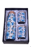 Ensemble de bouteilles d'eau en verre de luxe en cuivre massif, design personnalisé, pour adultes, cadeau de fête, usage régulier, écologique