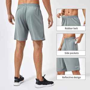 Pantalones cortos deportivos informales de verano para hombre, ligeros, transpirables, de secado rápido, con cremallera de tres cuartos, pantalones cortos holgados para correr de secado rápido - Product Image 3